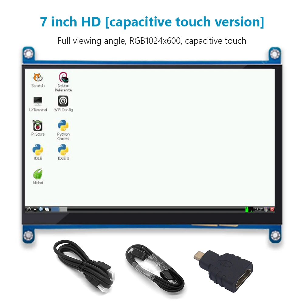 

7-inch IPS / TN Screen AIDA64 LCD Display Capacitive Touch Monitor Mini Computer Secondary Screen for Raspberry Pi 4 1024x600