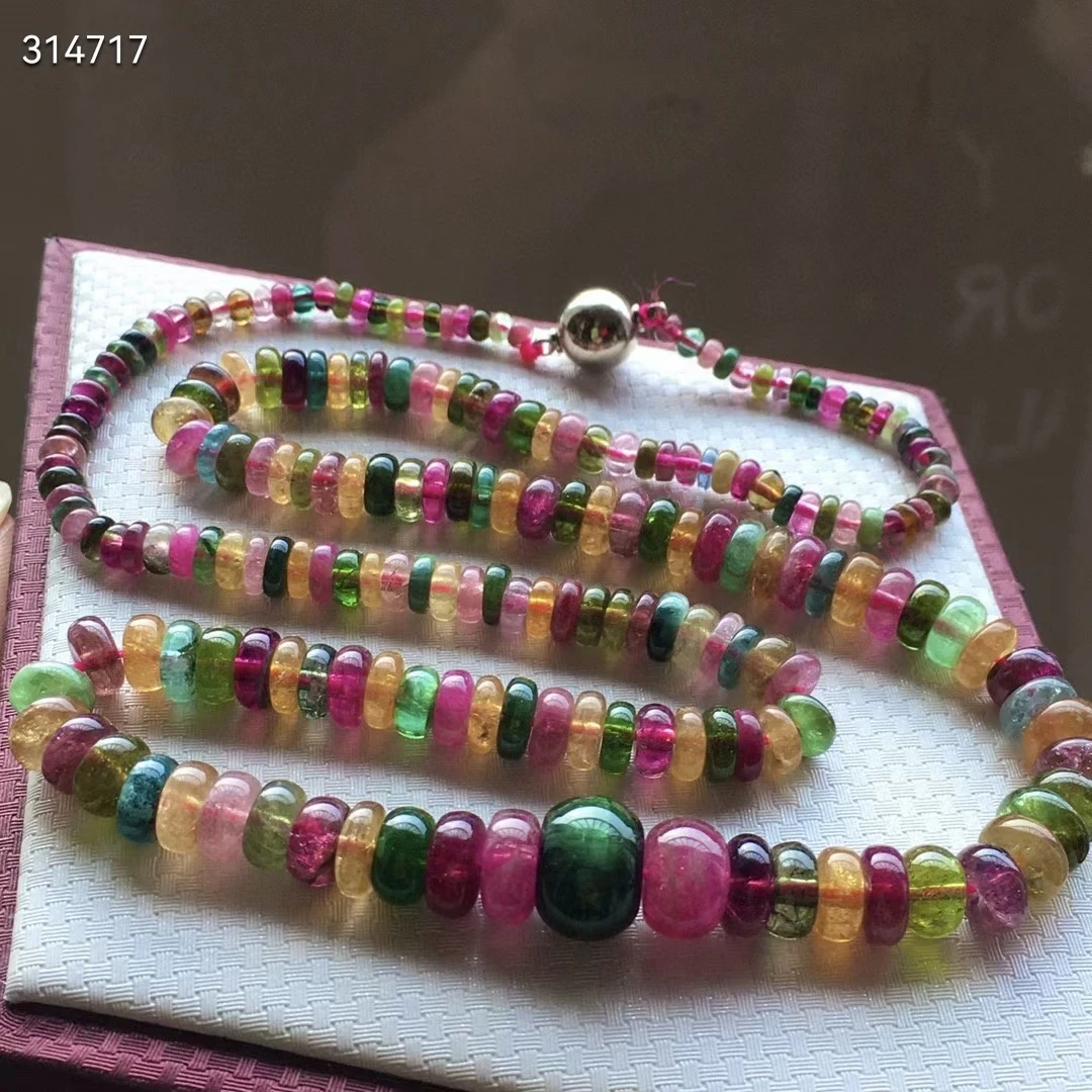 

Natural Colorful Tourmaline Clear Abacus Round Beads Necklace 3.5/12.5mm Brazil Tourmaline Woman Watermelon Tourmaline AAAAAAA