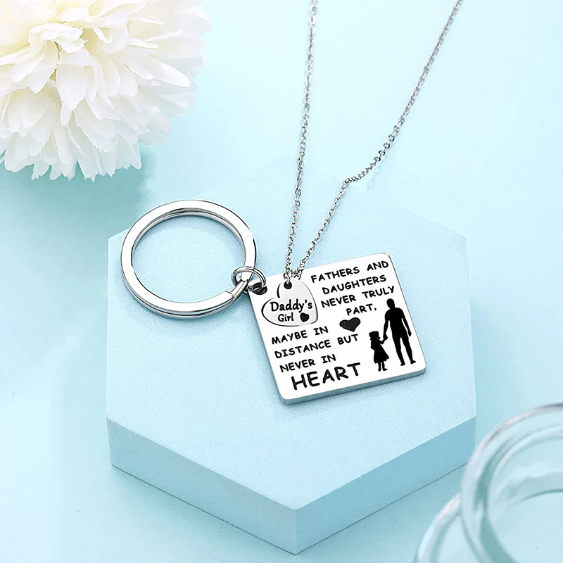 Брелок для дочери отца 2 шт./компл. ожерелье металлический брелок автомобильных