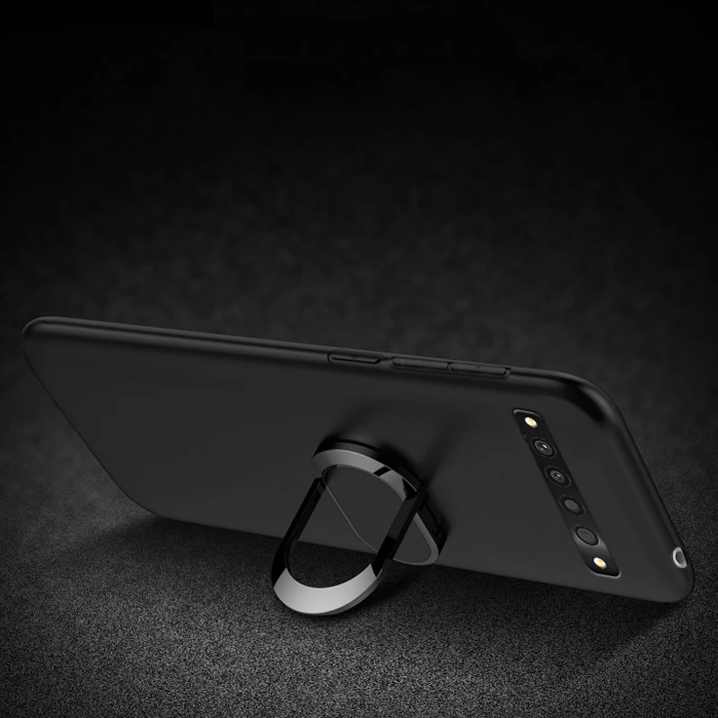 С кольцом Магнитный черный мягкий чехол из ТПУ для TCL 10 Plus