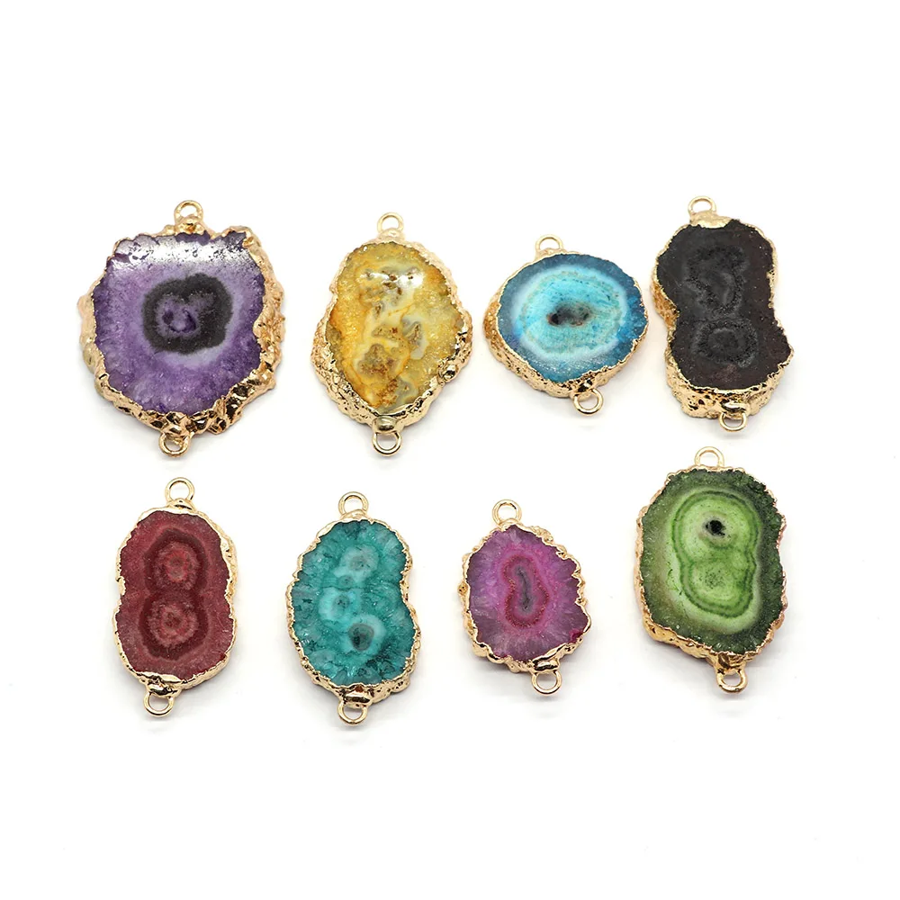 

1pc 20x25mm-30x55mm Irregular Shaped Stone Pendants Natural Semi-precious Stone Connectors DIY for Making Necklace Bracelets