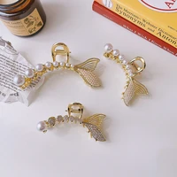ly faye alloy rhinestone pearl fish tail hair accessories for women crab hair clip pins clips new headwear