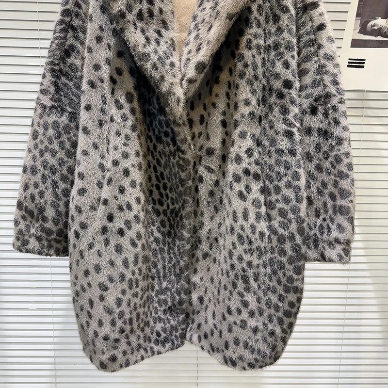 DEAT женский плащ со свободным зубчатым воротником и леопардовым узором толстые