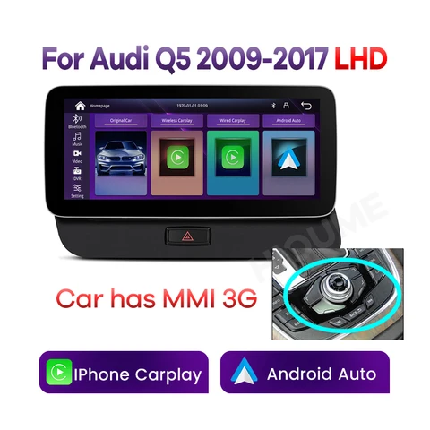 10,25 "Беспроводной автомобильный мультимедийный Apple CarPlay Android для Audi Q5 2009-2017 LHD RHD головное устройство Видео Аудио сенсорный экран