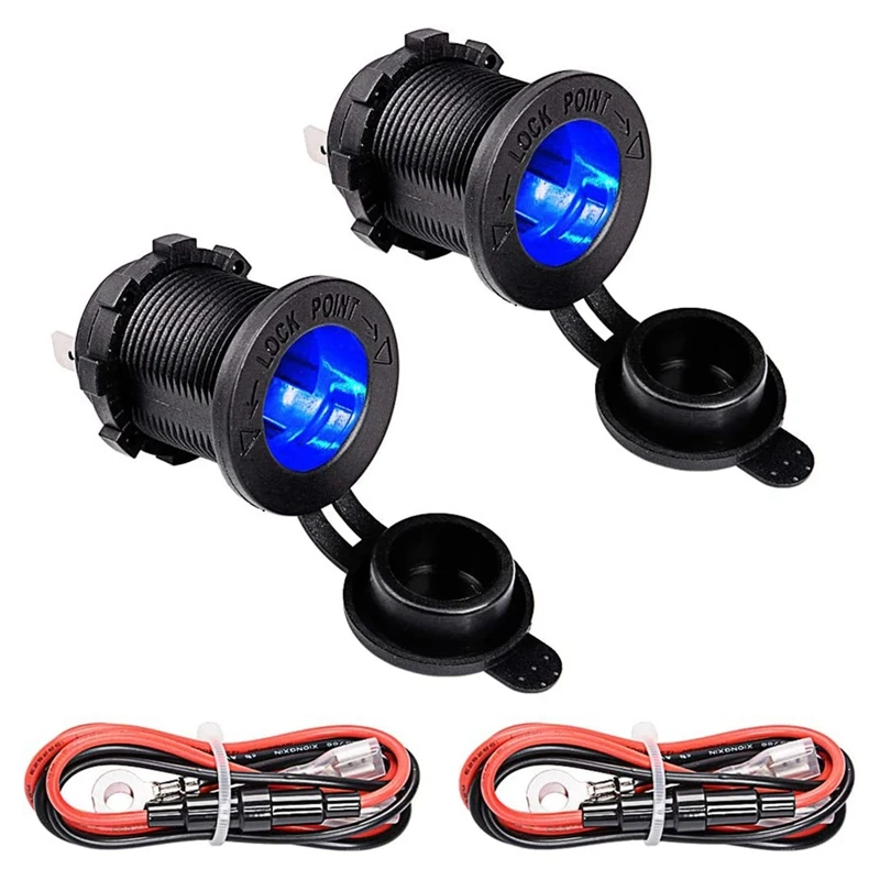 

2 Pack Charger Lighter with Blue LED Indicator, Car Lighter Charger Socket 0.6 M Connection Cable Car Marine Motorcycle