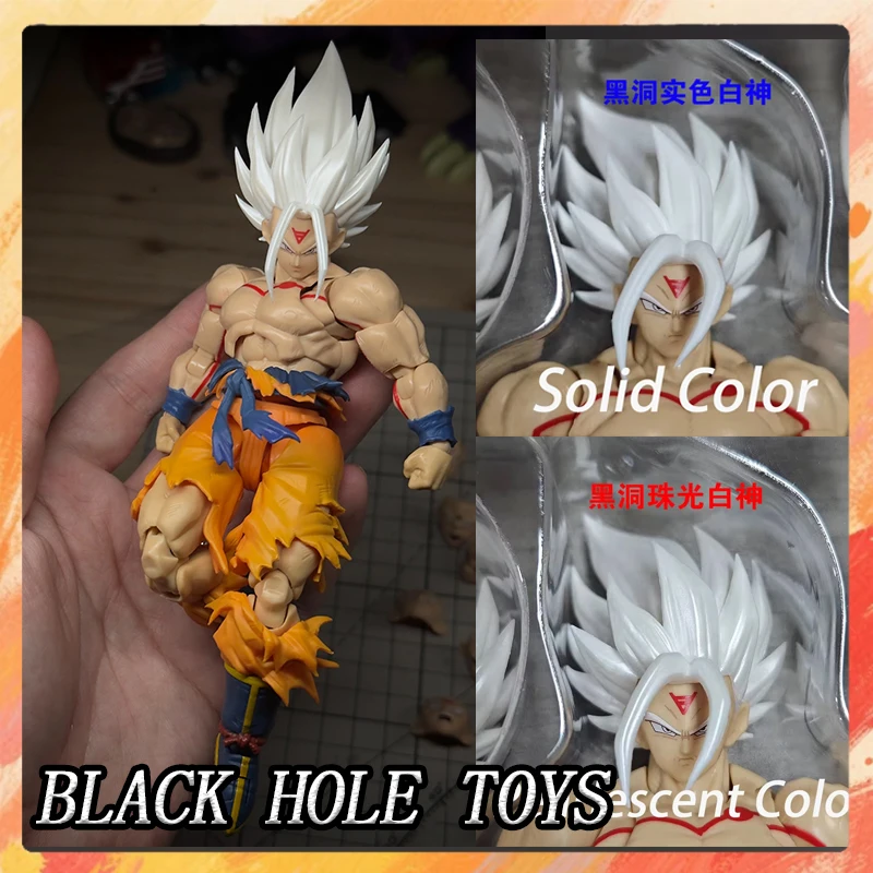 Фото Игрушки Black Hole Toys Dragon Ball SHF Super Saiyan White Son Goku White God Form, набор аксессуаров, аниме-фигурка, пластиковые игрушки, подарок №1