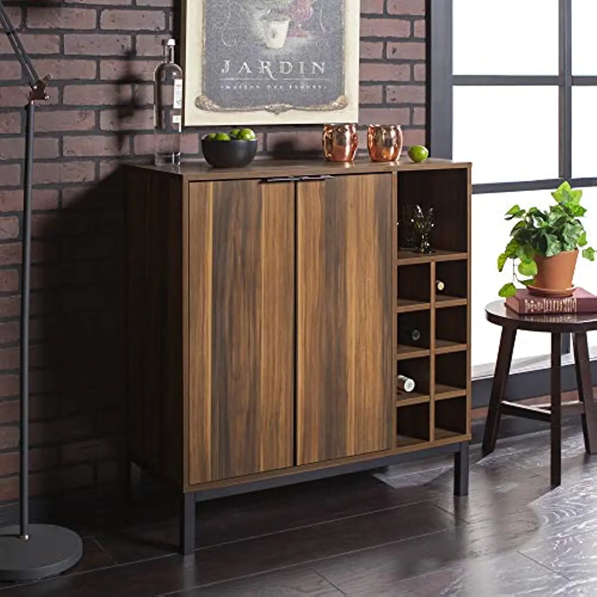 

Mid-Century Modern Wood Kitchen Buffet Sideboard-Entryway Serving Storage Cabinet Doors-Dining Room Console, 34 Inch, Brown