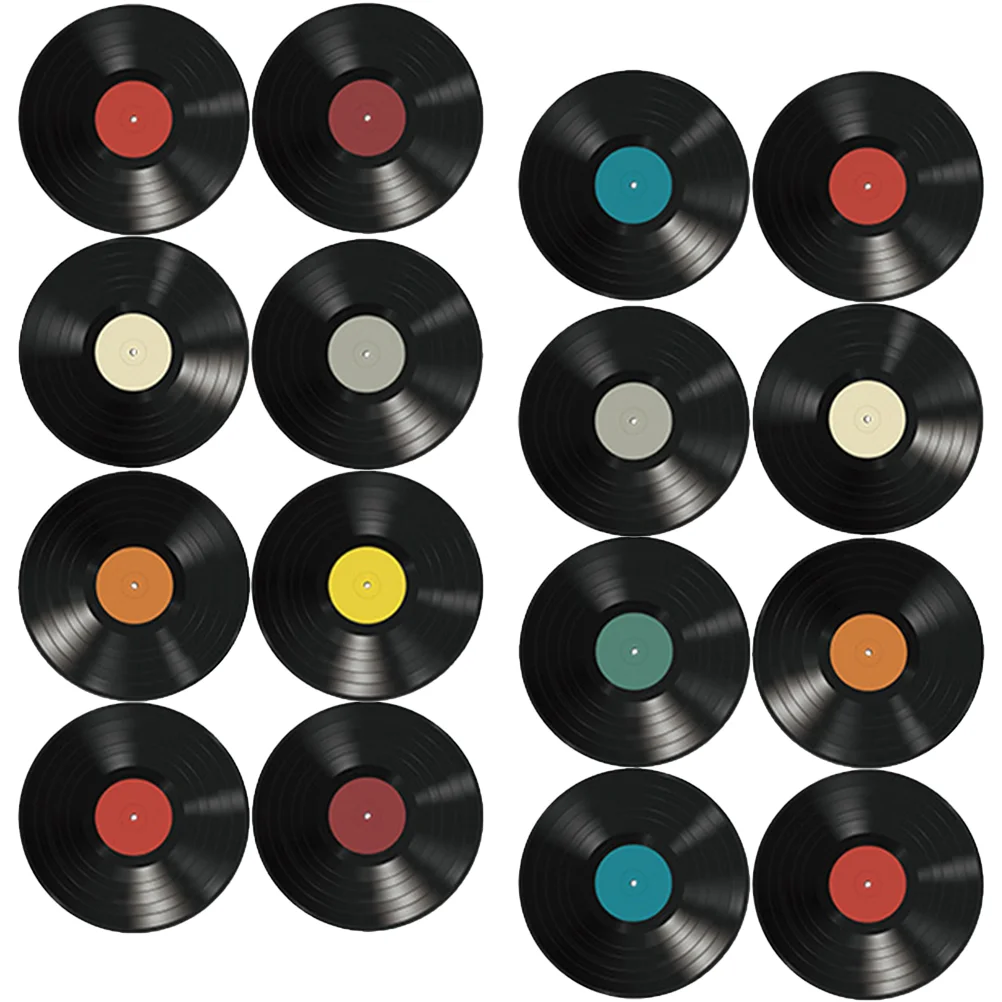 

16 Pcs Vinyl Record Decoration Records Ornament Rock Cd Shop Wall Retro Home Ornaments Stickers Decorations Interior Adornments