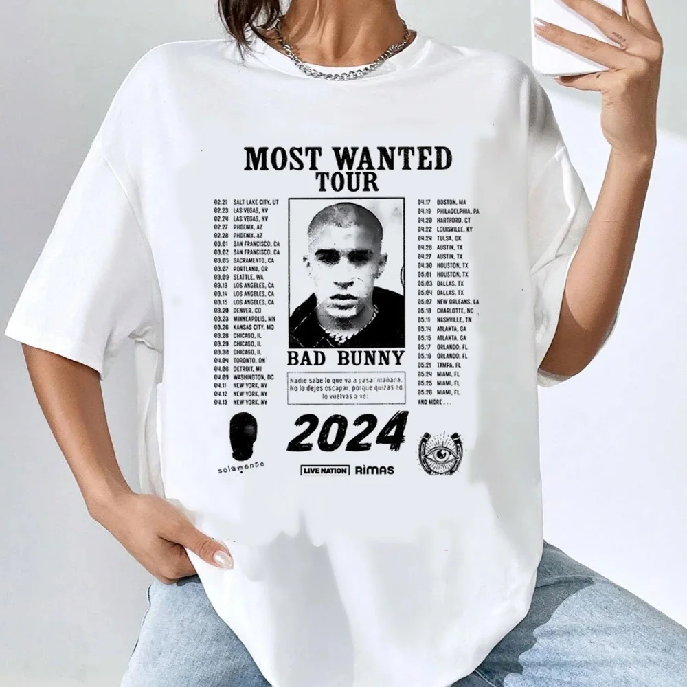 Bad Bunny Tour 2024 t shirt female kawaii Grunge Classic Colorful aesthetic 80s top tees Pastel harajuku 2000s Y2k