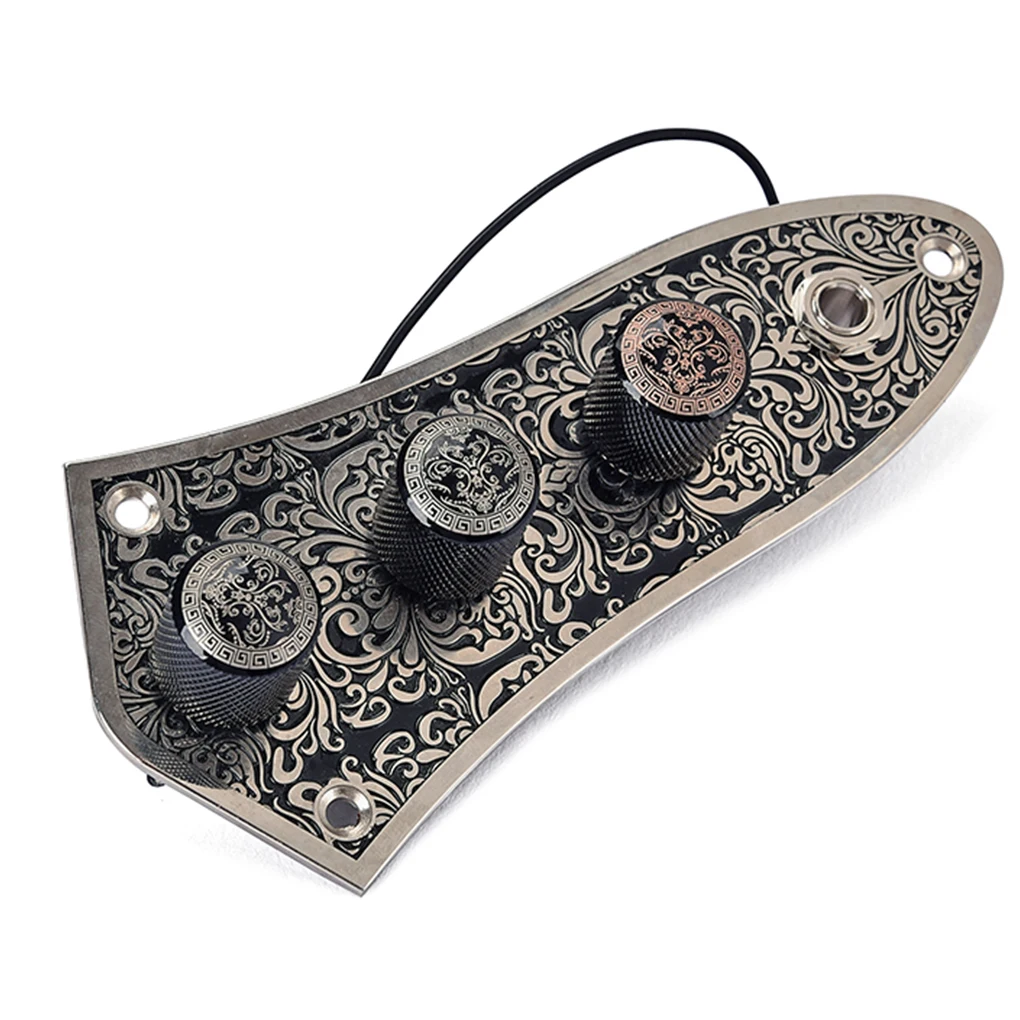 

Iron Bass Circuit Zinc Alloy Switch Control Plate with Classical Decorative Pattern Guitar Replacement Basses Accessory