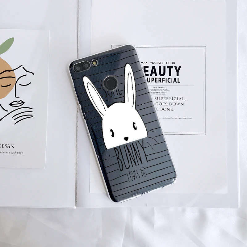 Чехол для Huawei Y3 Y5 Y6 Y7 2017 II Pro Kawaii Единорог милый кролик чехол Prime 2018 Y9 2019 чехлы