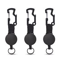 3 in 1 retractable badge steel wire cord pull key ring portable bottle opener hexagonal wrench carabiner car key chain edc tool