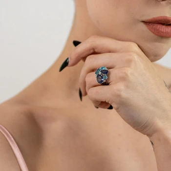 Swiss Blue Topaz Mystic Quartz Gemstone Ring - Luxury Fine Jewelry 2