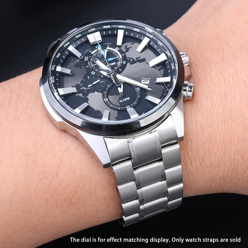 

Stainless Steel Watchband Curved Strap For Casio EFR-526/303/304/530/556/552 Men's BEM-506/501 Bracelet Wristband 20mm 22mm 24mm