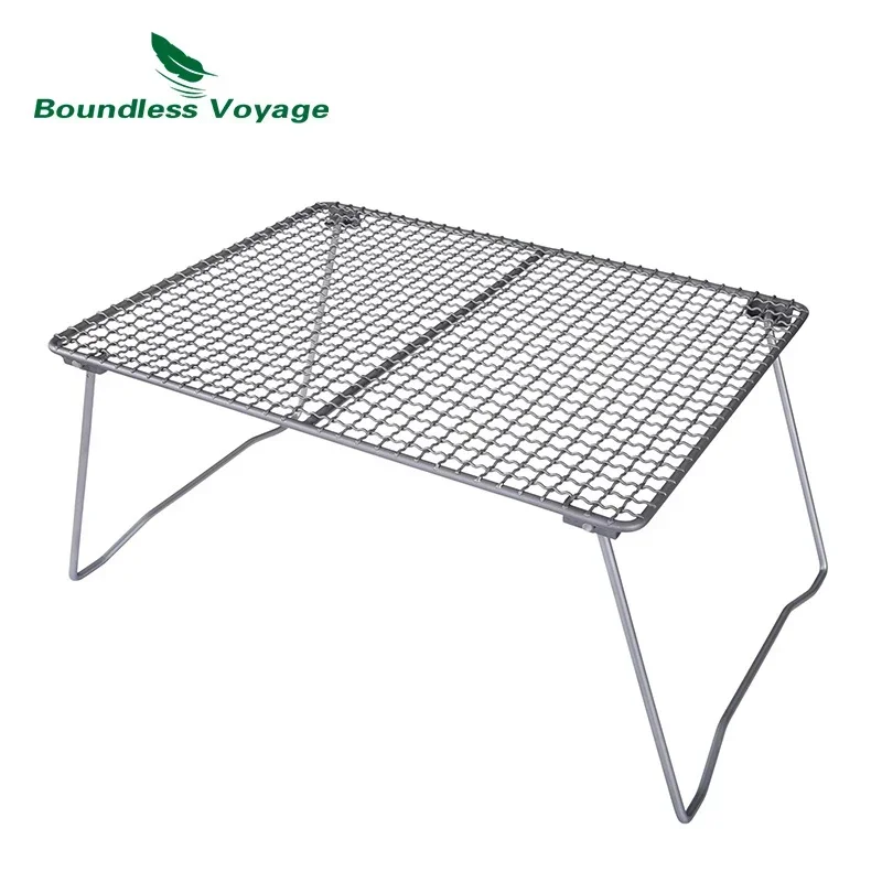 

Boundless Voyage Titanium Cookware BBQ Grill Net Basket Folding Barbecue Table Tabletop Outdoor Camping Picnic Food Stand