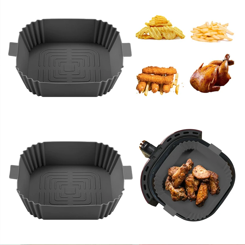 

Square Replacemen Air Fryers Oven Baking Tray Fried Chicken Basket Mat Air Fryer Silicone Pot Grill Pan Kitchen Accessories