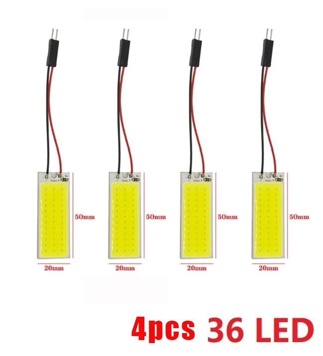 

4 шт. T10 светодиодный белый COB 18/24/36/48 светодиодный 24SMD пластина для салона автомобиля купольная лампа 12 В панель лампы для чтения авто W5W Festoon