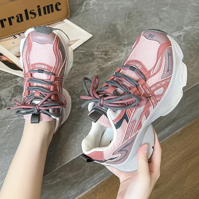 

Shoes Women Sneakers 2023 Mesh Breathable Casual Female Sneaker Flat Light Lace-Up Summer Outdoor Walking Woman Vulcanize Shoe