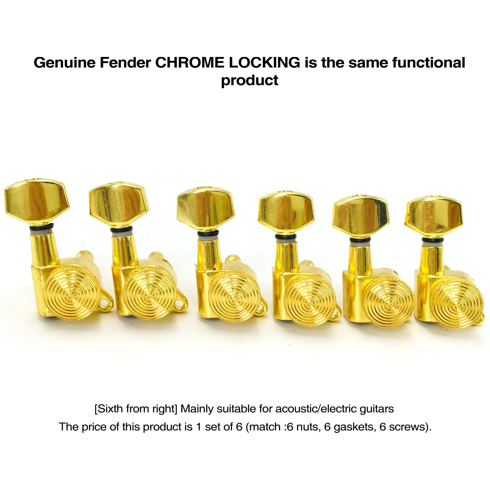 

Premium Electric/Acoustic Guitar Gold Plated Self-locking String Button [left three right three]