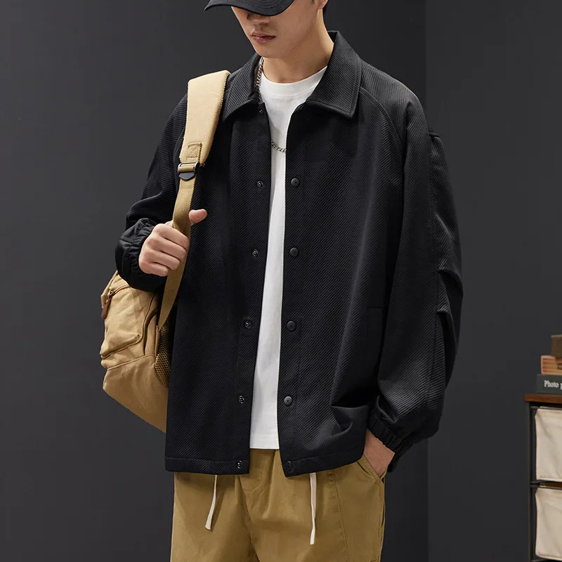 Мужская повседневная куртка с лацканами саржевая Свободная эластичный