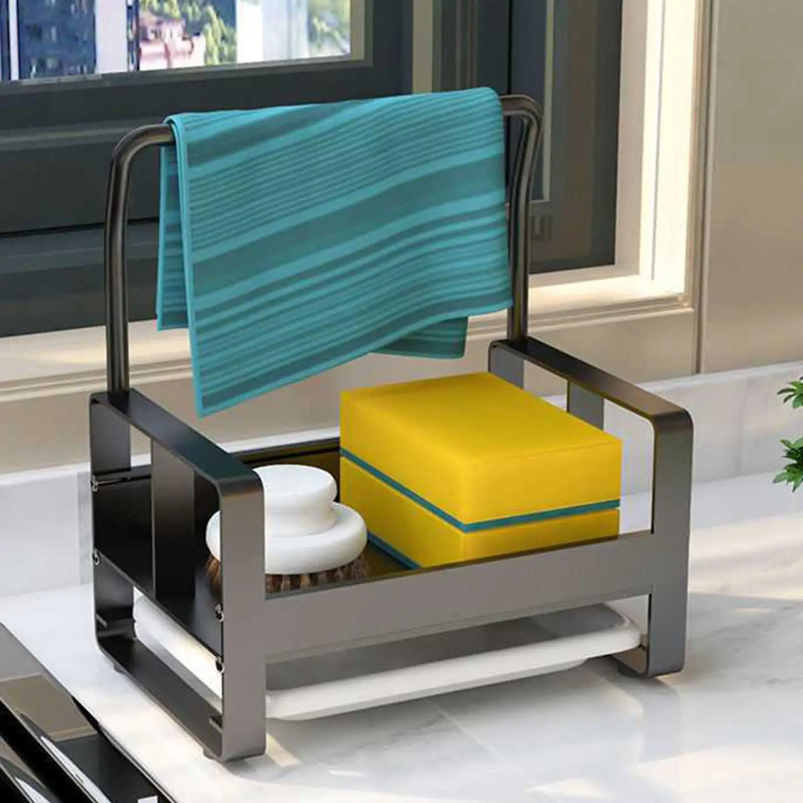 

Multipurpose Kitchen Sponge Holder Soap Organizer Kitchen Soap Dispenser Caddy Organizer for Bathroom Scrubbers Sponge Dishcloth