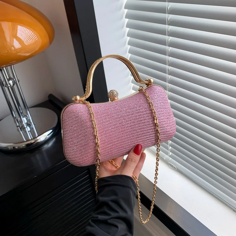 

2023 New Premium Chain Shoulder Bag Exquisite Fashion Women's Bag Celebrity Dinner Silver Sparkling Diamond Women's Handbag