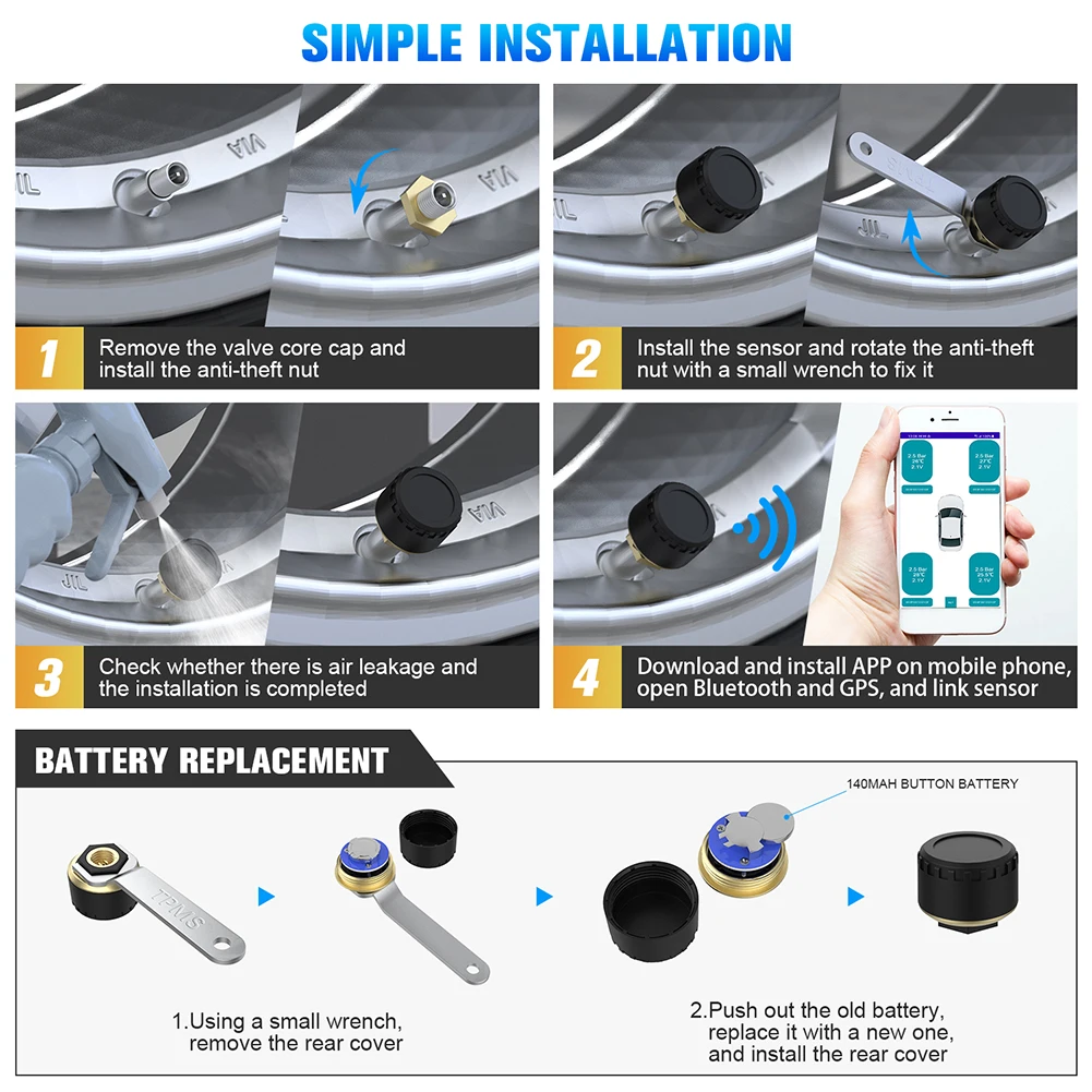 Датчик давления в шинах s TPMS для мотоцикла совместимая с Bluetooth система контроля