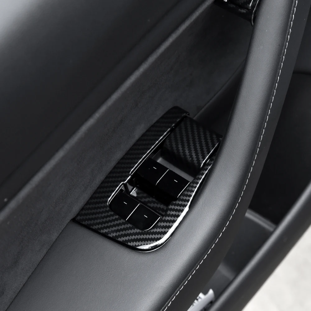 For Tesla 2021 Model 3 Y 14pcs ABS Carbon Fiber Car Window Lifter Switch Trim Decoration Patches Protector Covers Stickers | Автомобили и