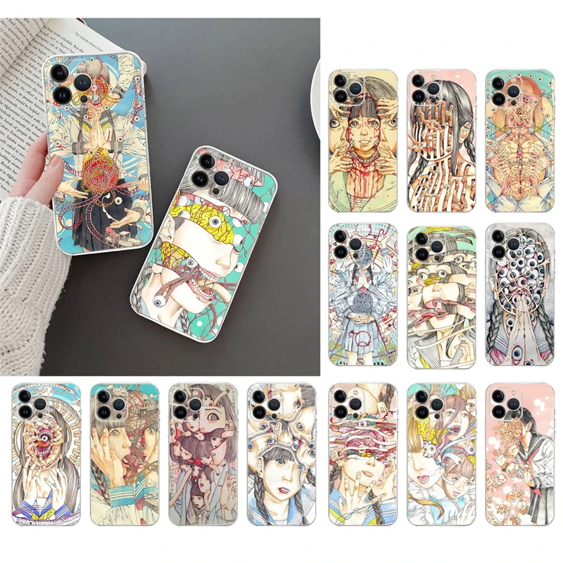 

Phone Case For iphone 14 13 12 11 Pro Max XS XR X 12mini 14 Plus SE Shintaro Kago Horror Art Phone Case Funda Capa Cell