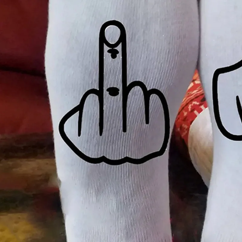 Pure Cotton Casual Socks Personalized Printed Black and White Tube Socks Ins Men's and Women's Fashion Long Socks