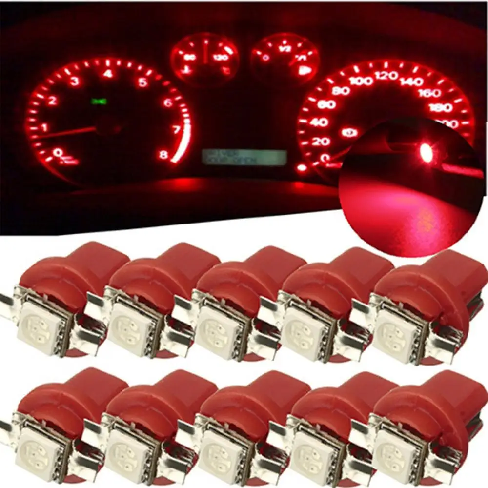 

10x B8 12V 5D Gauge LED Car Scattering high brightness Dashboard Bulbs Width Lamp Panel Light Indicator Lamp led car