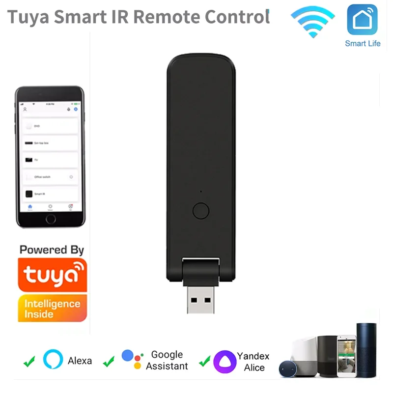 

Tuya WiFi Remote Controller Wireless USB IR+RF Rotate For TV Fan Switch Smart Home Automation Work With Alexa Google Home