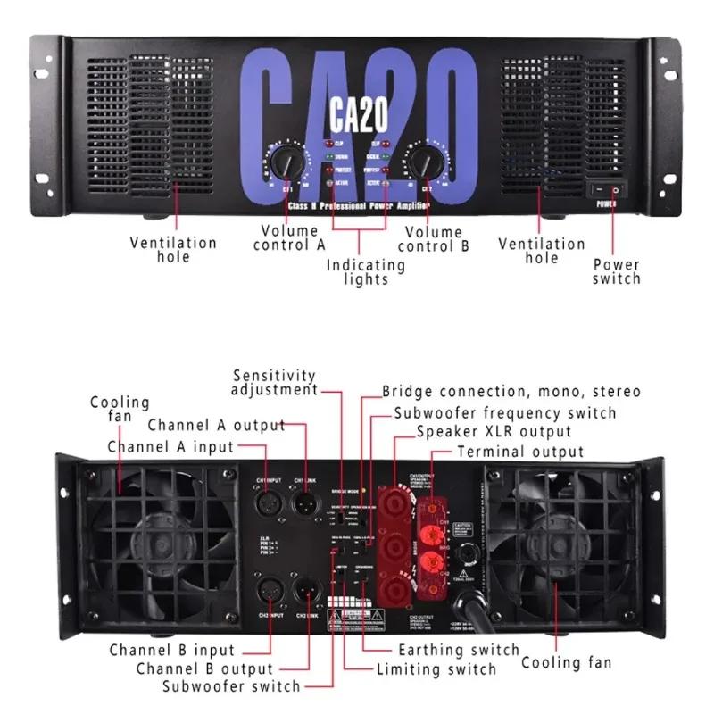 CA20 2-канальные усилители высокой мощности аудио уличный профессиональный