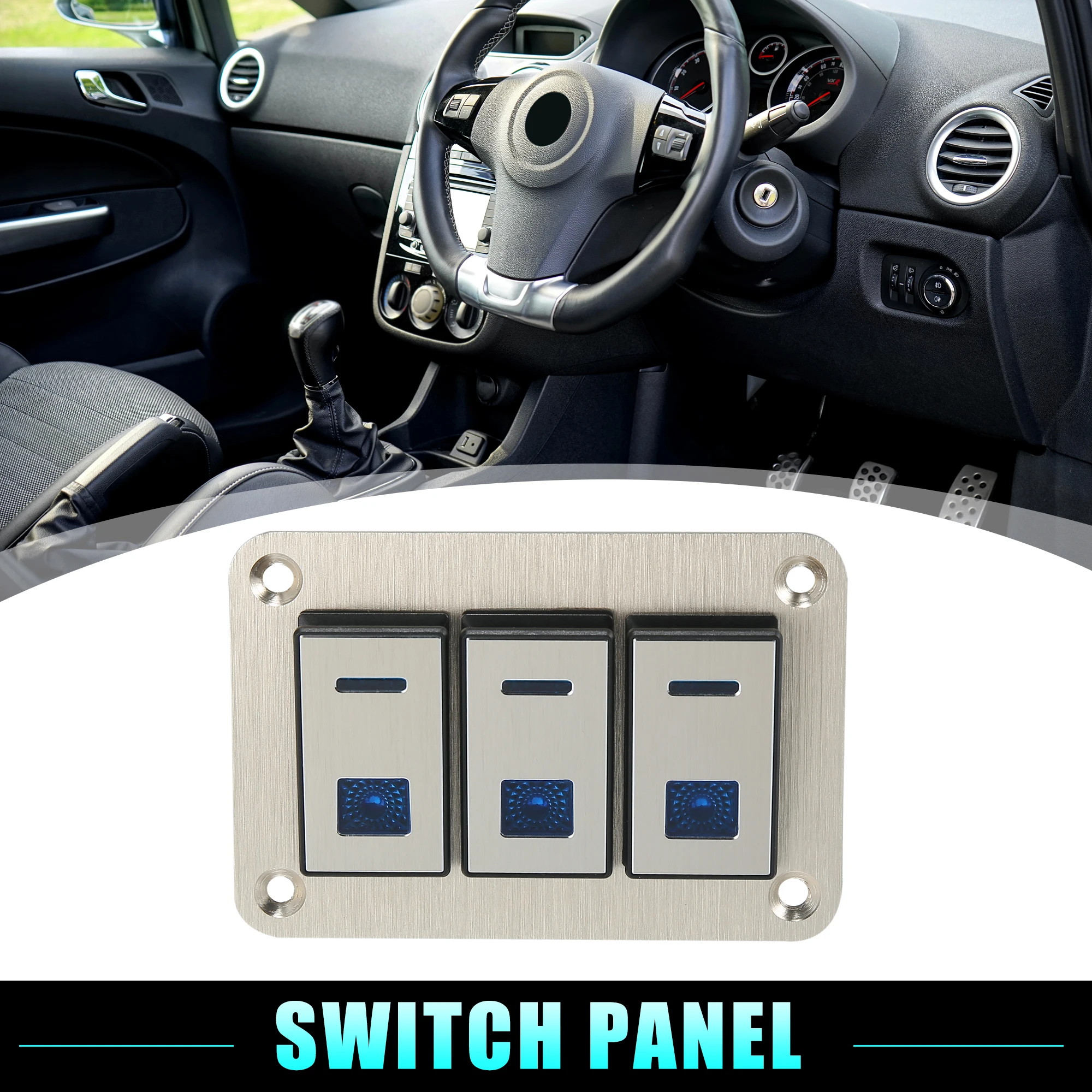 Uxcell-Panel de interruptor basculante de 5 pines para coche, interruptor de circuito de 12V/24V, indicador LED azul, impermeable, 2/3/4/6/8 Gang