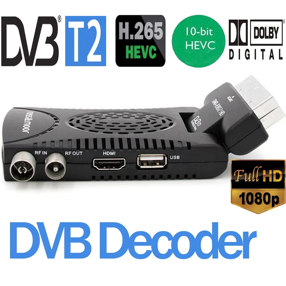 

Mini New DVB-T2 H.265/10Bit HEVC Tuner Decorder With Learn Remote DVB T2 H265 Dolby AC3 IPTV Youtube Terrestrial Digital Tuner