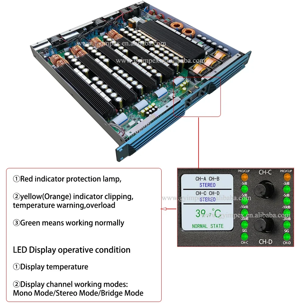 Супер мощный стабильный 2 Ом 6800 Вт мощность моста 11000 RMS 1U цифровой 4-канальный