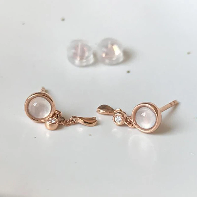 

Natural Chalcedony Jade Translucent Egg Earrings Retro Light Luxury Charm Ladies Jewelry Elegant Engagement Accessories