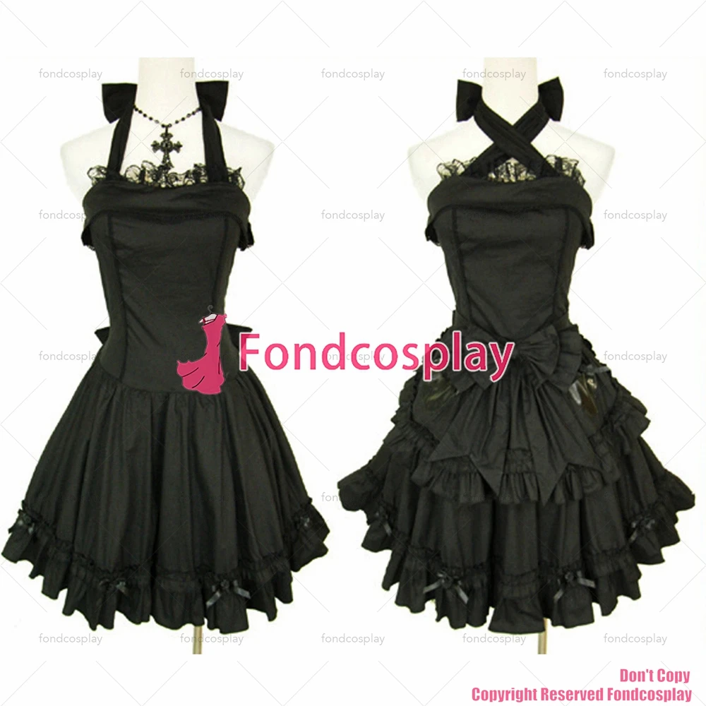 

fondcosplay sweet Gothic Lolita Punk Fashion black cotton Dress Cosplay Costume CD/TV[CK675]