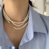 fashion multi layers simulated pearl beads choker necklace fashion statement necklace