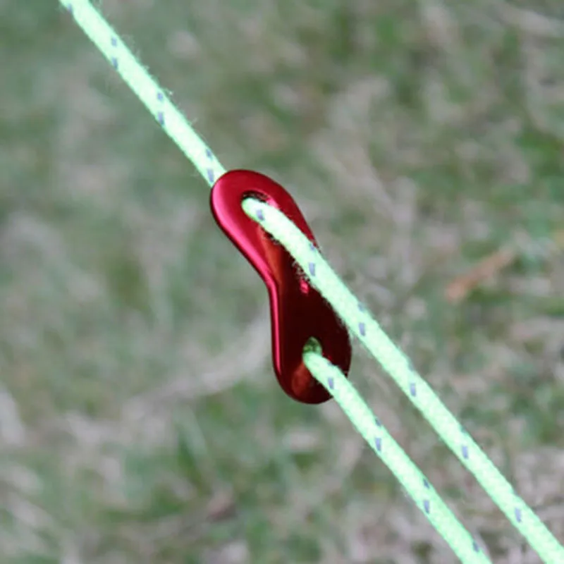 

Aluminum Alloy Lock Rope Fasteners Red 39*16*2mm Tent Cord Guy Line Tensioners Bent Runners Outdoor Tools Parts Accessories