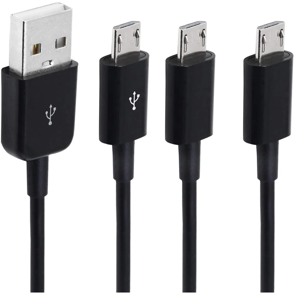 

1 м/3 фута USB 2,0 Тип A папа на 3 микро USB 5 Pin сплиттер папа-папа Y синхронизация данных и зарядный разъем адаптер кабель для Android (черный)