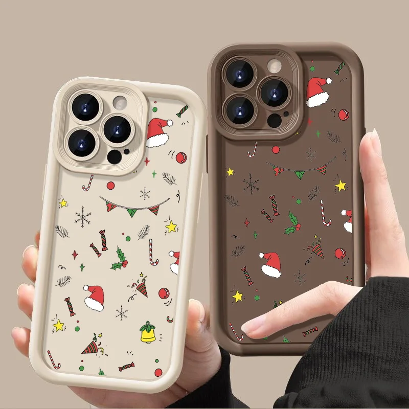 Рождественский подарок Мягкий чехол из ТПУ с принтом для iPhone 16 15 Pro Max 14 Plus 13 12 11 7 8 XR