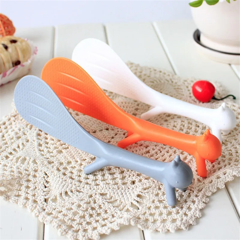 

New Non Stick Rice Scoop Cartoon Tablespoons Paddle Meal Spoon Cute Squirrel Shaped Ladle Soup Cooking Tools Kitchen Accessoires