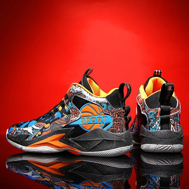 Fashion Graffiti Men Sports Shoes Outdoor Non-slip Basketball Shoes Men Cushioning Athletic Shoes Breathable Children's Sneakers