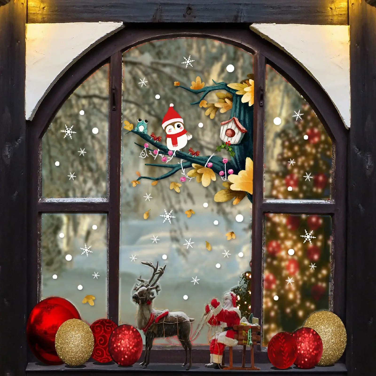 

Christmas Cartoon Snowflake Window UV Static Glass Sticker Merry Christmas Decor For Home Snowflake Wall Door Sticker C7V9