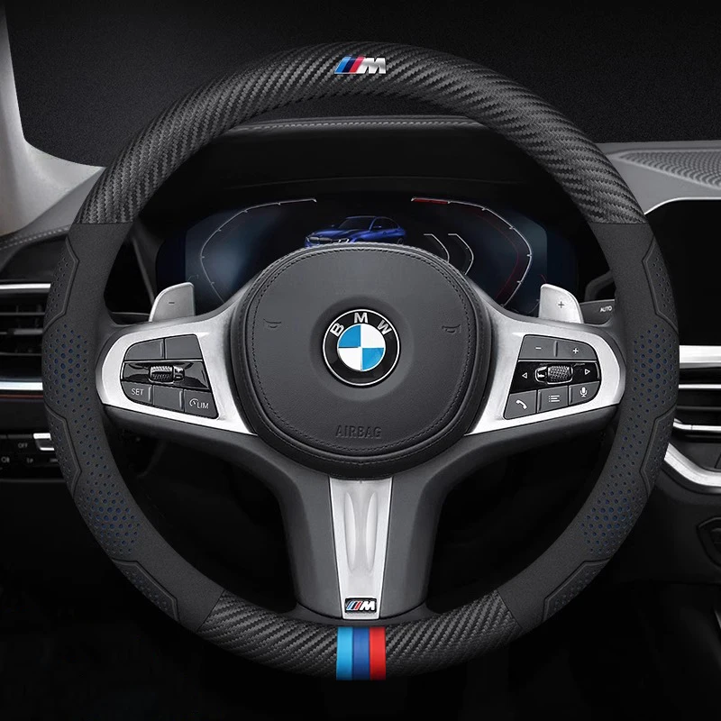 Фото Чехол на руль из карбона и кожи для BMW M E39 E46 E60 E70 E87 E90 F10 F15 F20 F25 F30 G05 G20 G30 X1 X3 X4 X5 X7 M2 M3 №3