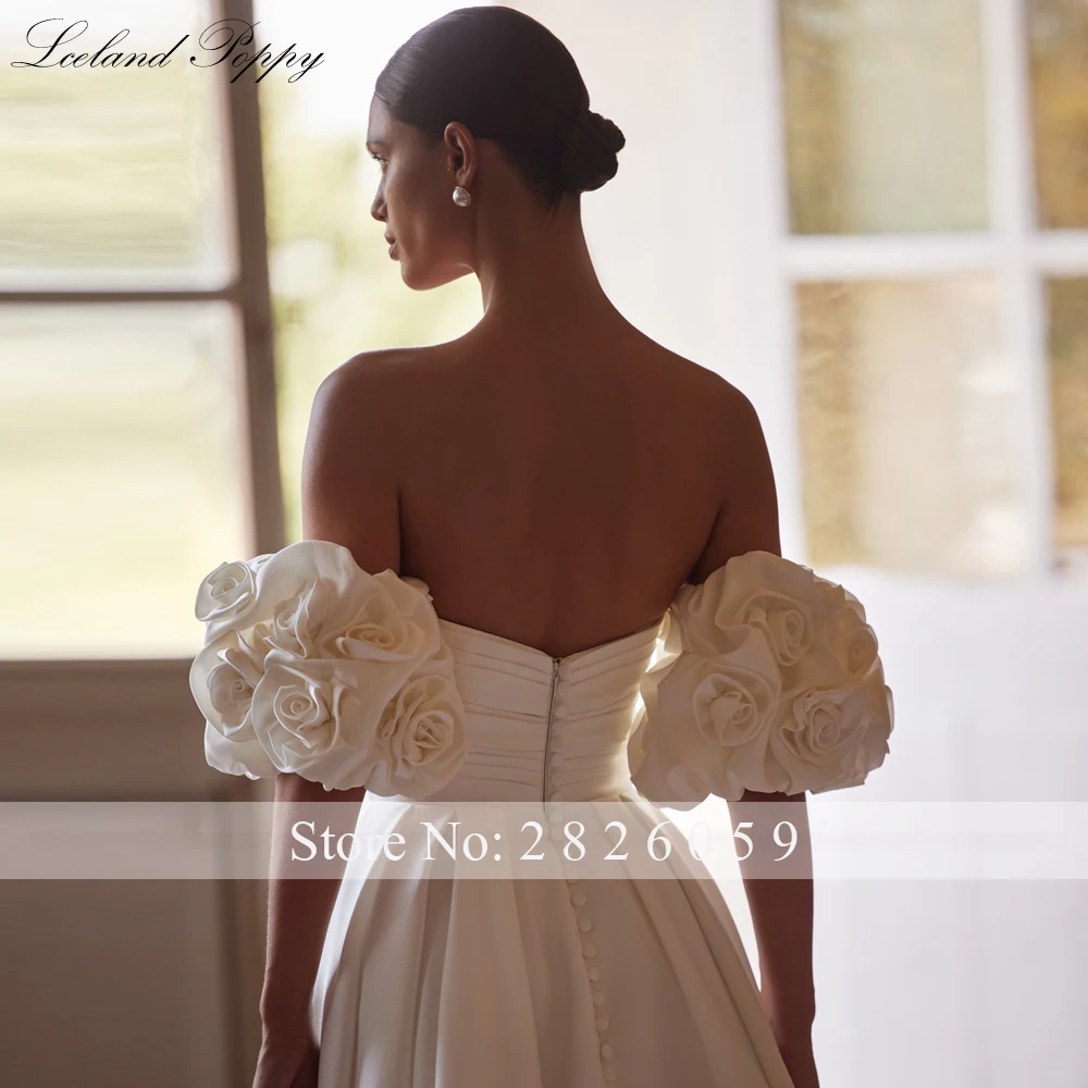 Lceland Poppy трапециевидные атласные свадебные платья без бретелек 2024 Плиссированные