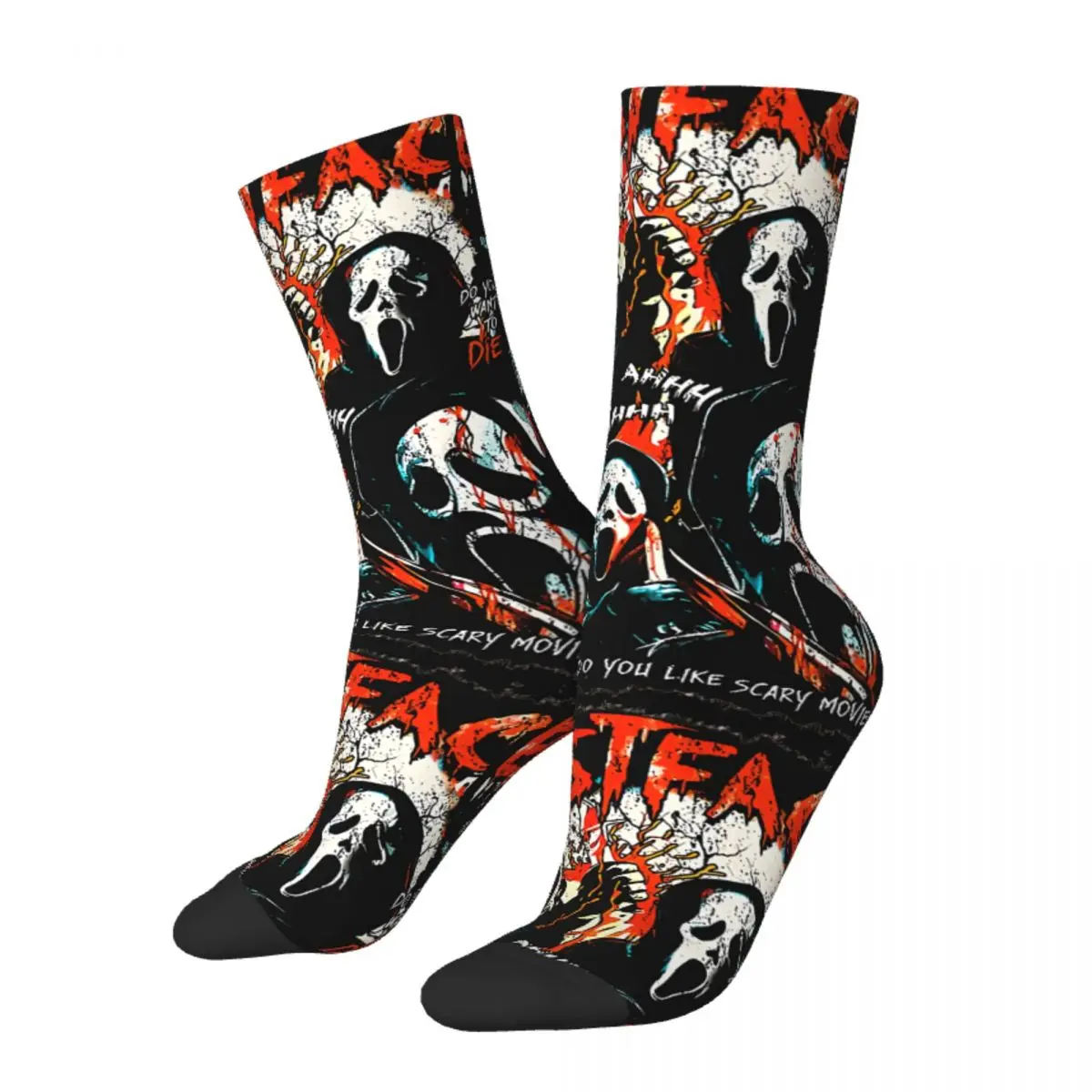 

Hip Hop Vintage Ghost Face Crazy Men's Socks Unisex Scream Horror Movie Street Style Seamless Printed Crew Sock Boys Gift