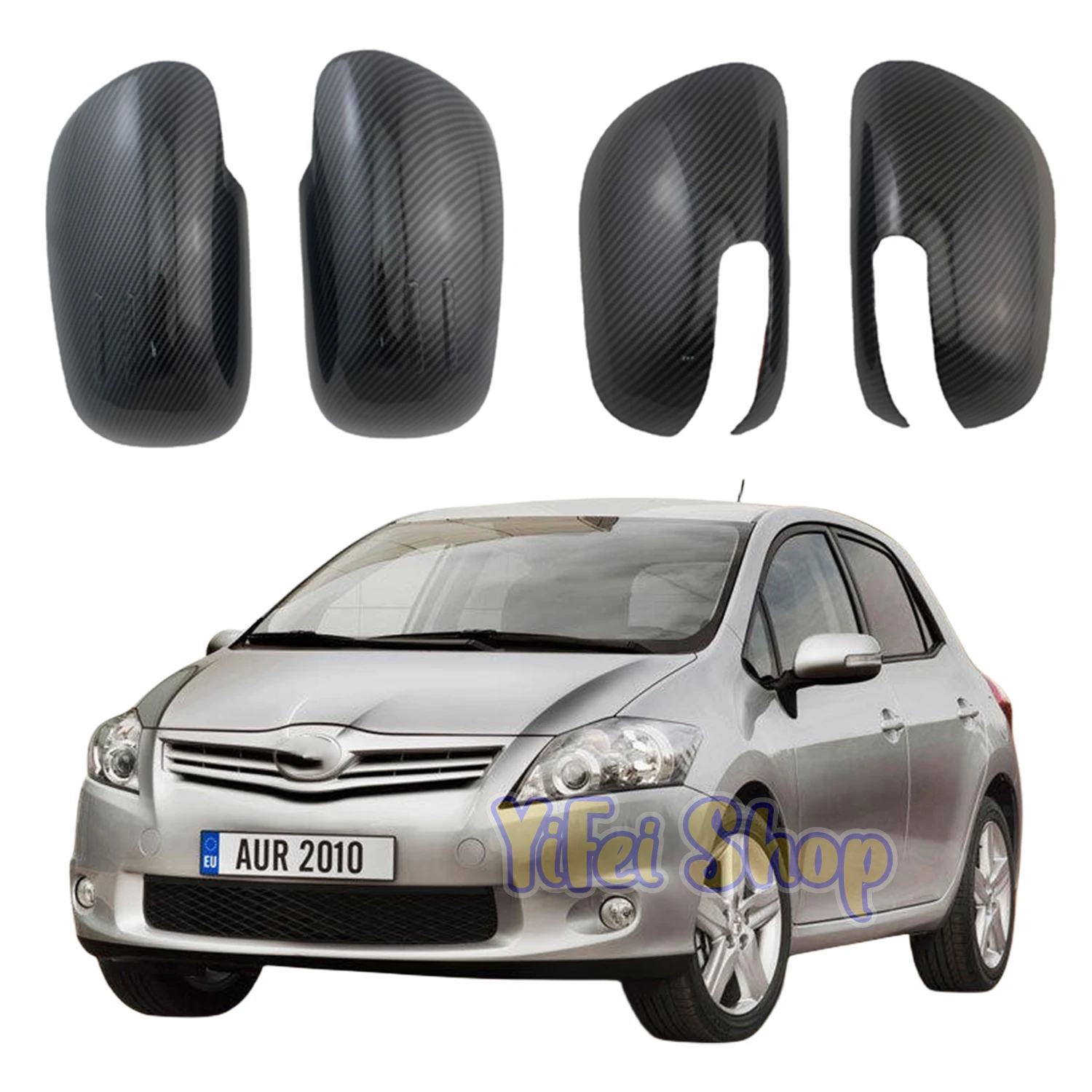 

2Pcs Car Rearview Accessories Plated 2007 2008 2009 2010 2011 2012 2013 For Toyota Toyota Auris Carbon Door Mirror Cover Trim