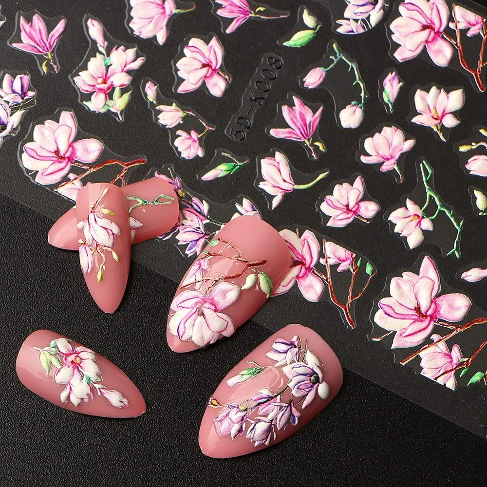 New Arrivals Adhesive 5D Nail Sticker Foil For Nails Art Decoration Flower Butterfly Designs Nail Decals Manicure Supplies Tool images - 5
